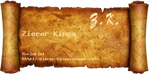Zierer Kinga névjegykártya
